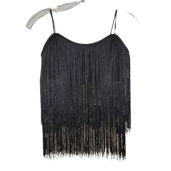 Sincerely Jules Women's Medium Crop Top Fringe Flapper GoGo Disco Showgirl - Picture 2 of 9